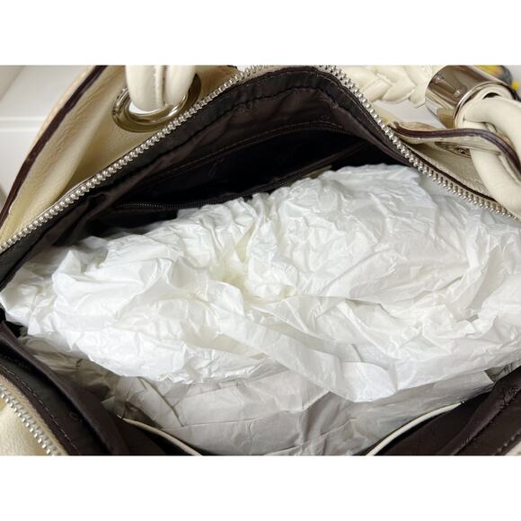 Cromia Genuine Tan Leather and Snakeskin Animal Print Hobo Purse Handbag - Picture 12 of 15